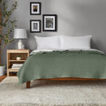 Full/Queen Garment Washed Stripe Quilt - Green Microfiber Bedding
