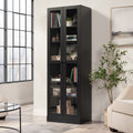 Glass Door Storage Cabinet Bookcase - Adjustable Shelves