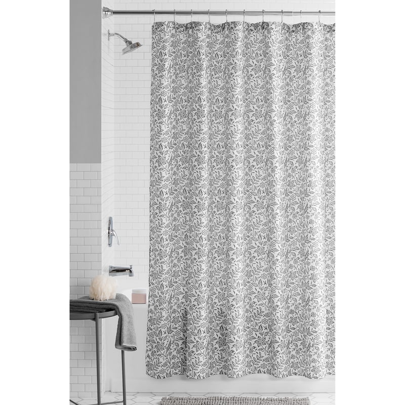 Fabric Shower Curtain - Botanical Print - 72x72 Inches - Curtain Variation