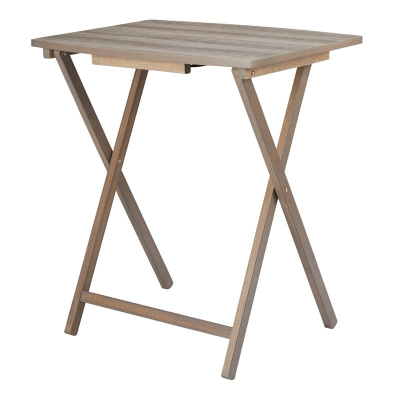 XL Oversized Rubberwood Folding Tray Table - Rustic Gray