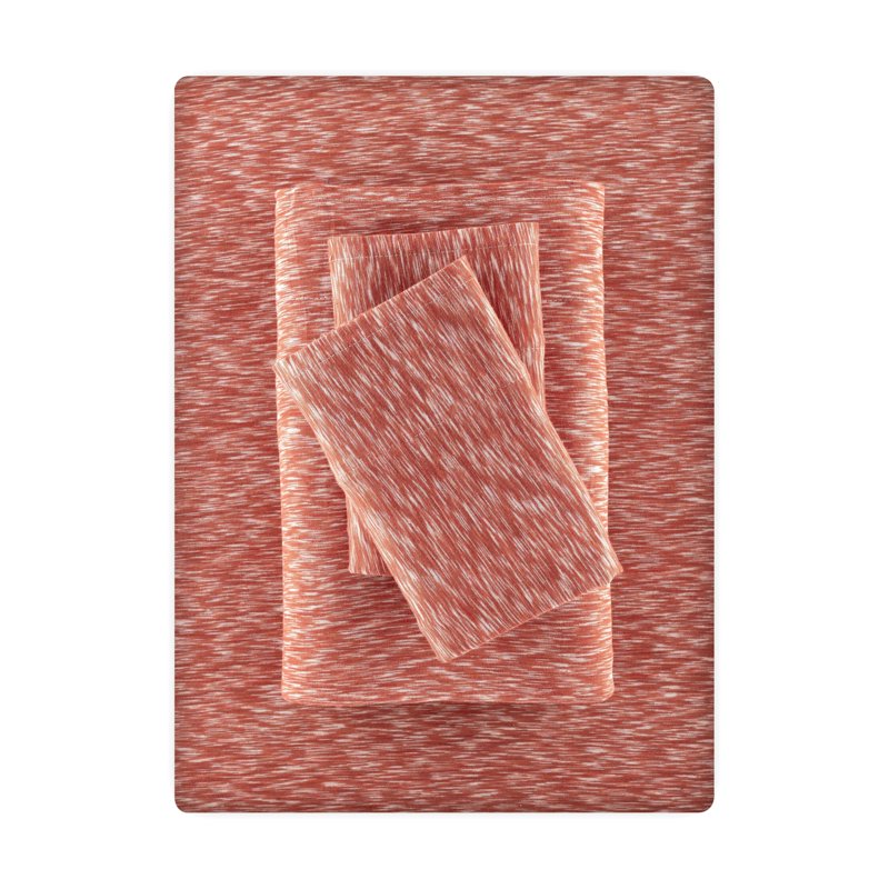 Mainstays Extra Soft 100% Cotton Jersey Bed Sheet Set - Queen, Red Canyon Crackle