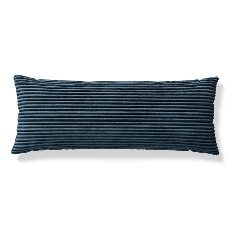 Kids Body Pillow with Removable Plush Ribbed Corduroy Cover - Dark Blue, 48 x 20 Inches