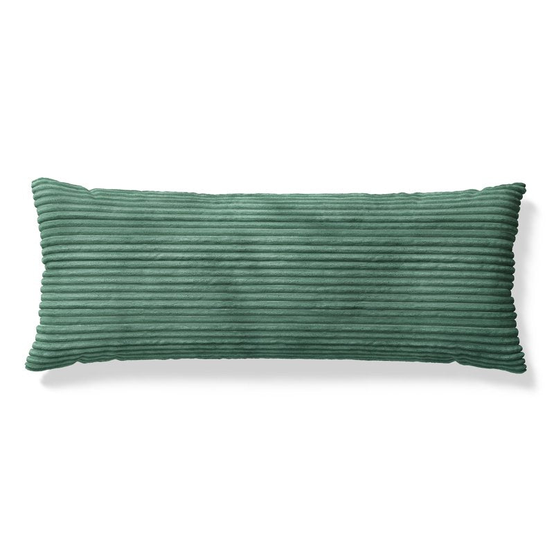 Kids Body Pillow with Removable Plush Ribbed Corduroy Cover - Dark Green, 48 x 20 inches