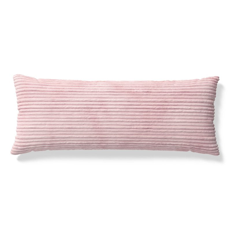 Kids Body Pillow with Plush Ribbed Corduroy Cover - Light Pink, 48x20 in