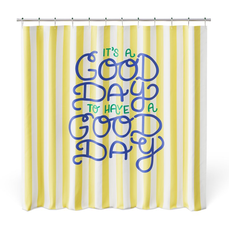 Mainstays Kids Good Day Fabric Shower Curtain with 12 Hooks Set - Multicolor Geo Design, 72x72 Inches