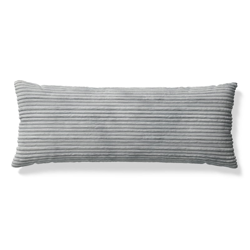 Kids Body Pillow with Removable Plush Ribbed Cover - Gray, 48x20 in