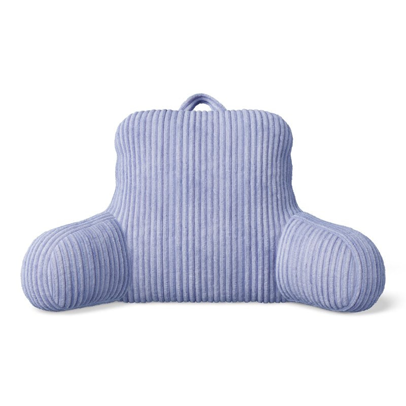 Kids Backrest Pillow with Ribbed Corduroy Plush - Light Purple, 33 x 13 x 25 in - Supportive Reading & Lounge Cushion