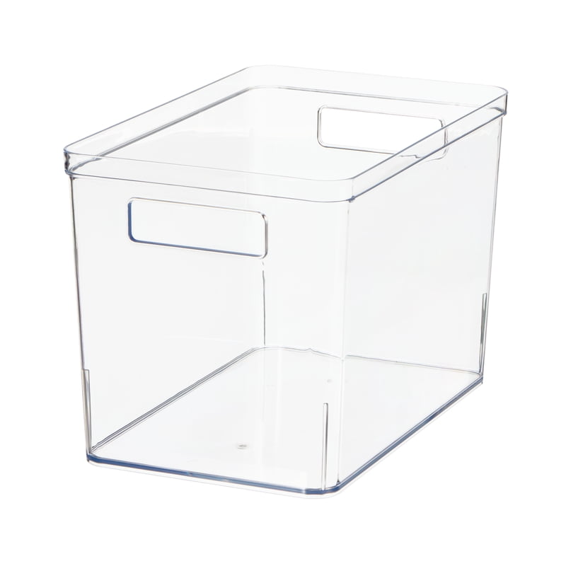 Large Clear Plastic Pantry Storage Bin with Handles - 12x7.5x8 Inches
