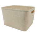 Large Decorative Storage Basket - Oatmeal Brown Felt with Faux Leather Handles