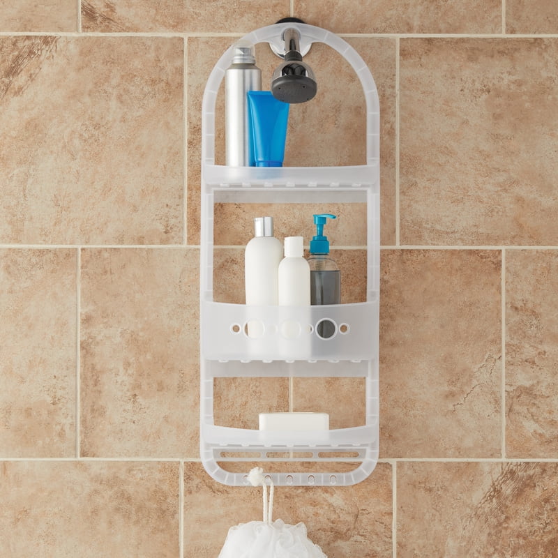 Over-the-Shower Caddy with 2 Shelves & Deep Basket - Rustproof Plastic
