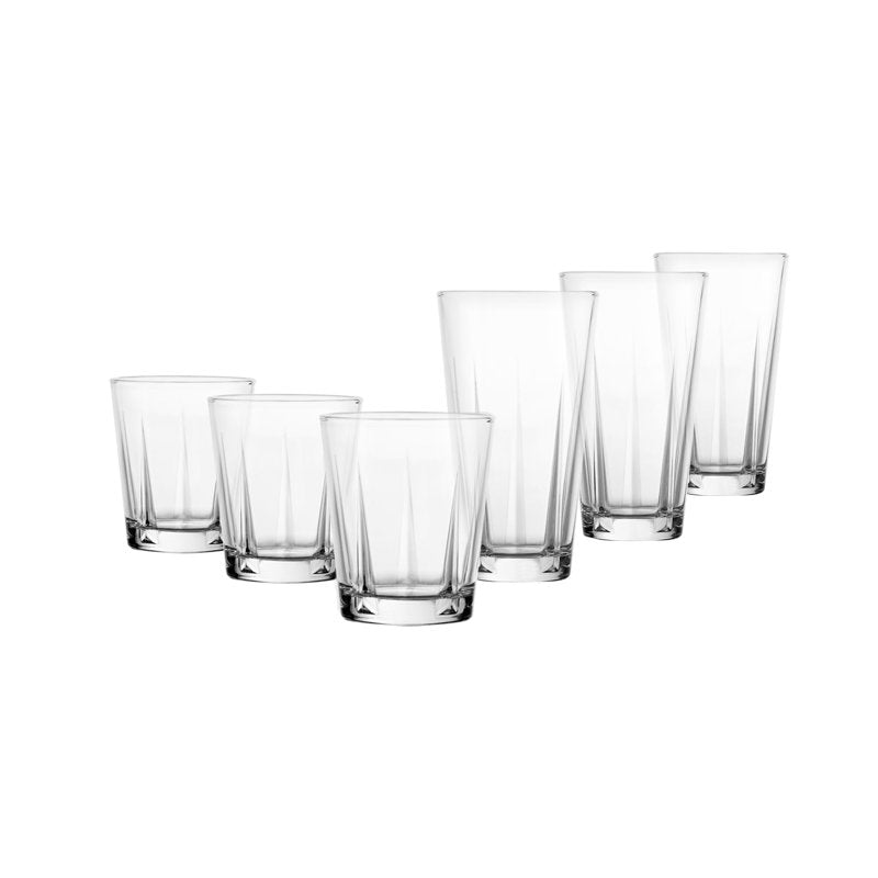 12-Piece Clear Glass Drinkware Set - Elegant Beverage Serving
