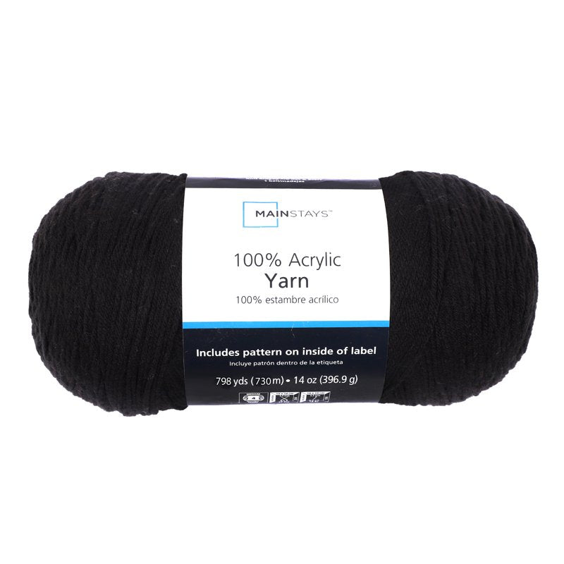Mainstays Medium Acrylic Yarn - Black Variation 14 Oz 798 Yards for Knitting & Crochet