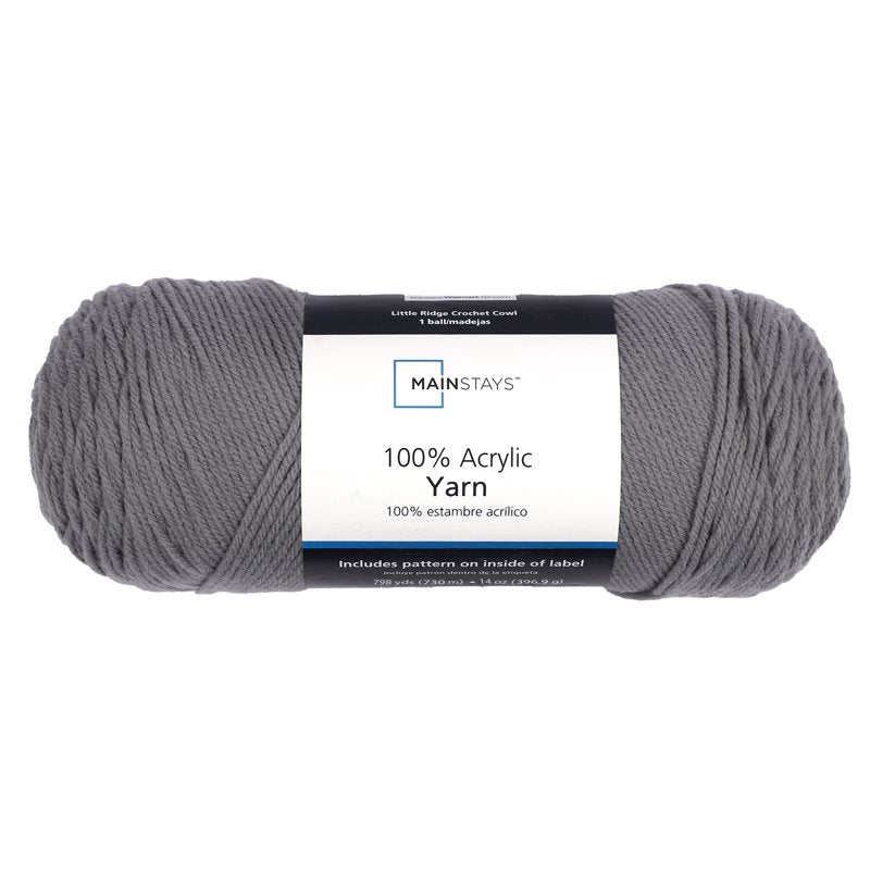 Mainstays Medium Acrylic Yarn - Grey 14 Oz 798 Yards, Knitting & Crochet