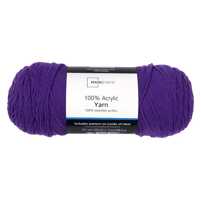 Purple Acrylic Yarn Medium 4 Weight - 7 oz, 397 Yards for Knitting & Crochet