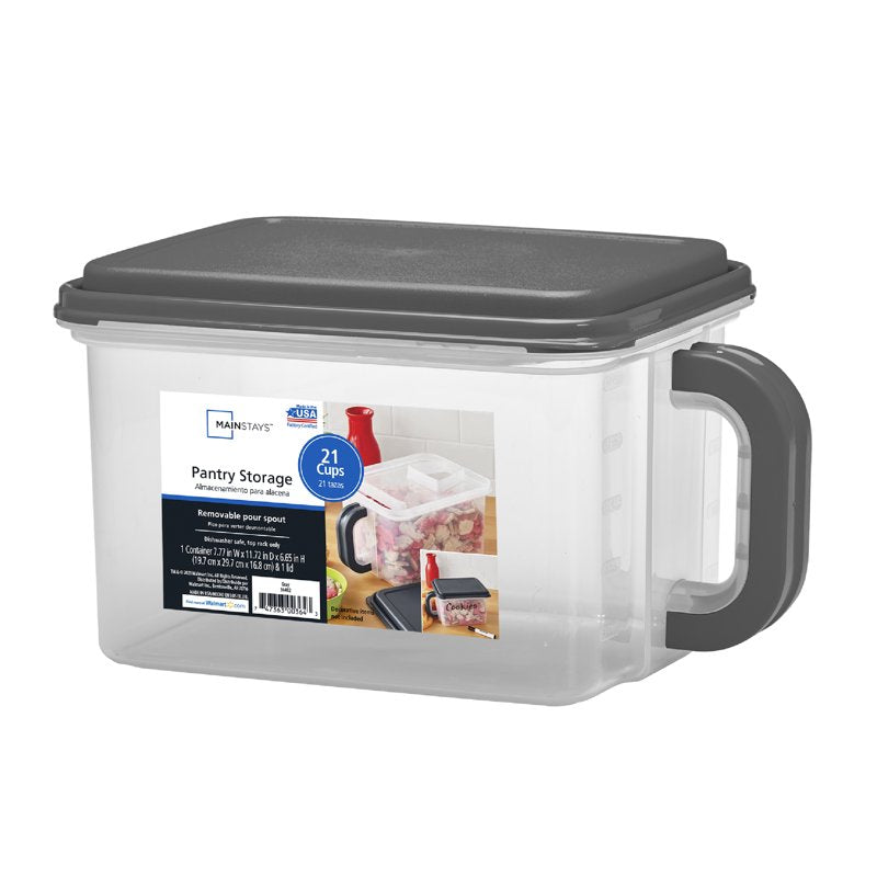 Medium Plastic Canister with Handle - 21 Cup, Gray Lid