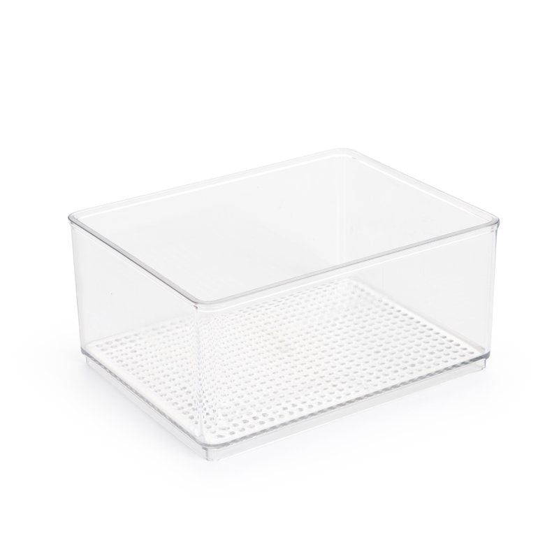 Mainstays Medium Clear Plastic Bathroom Organizer Bin - Stackable Storage