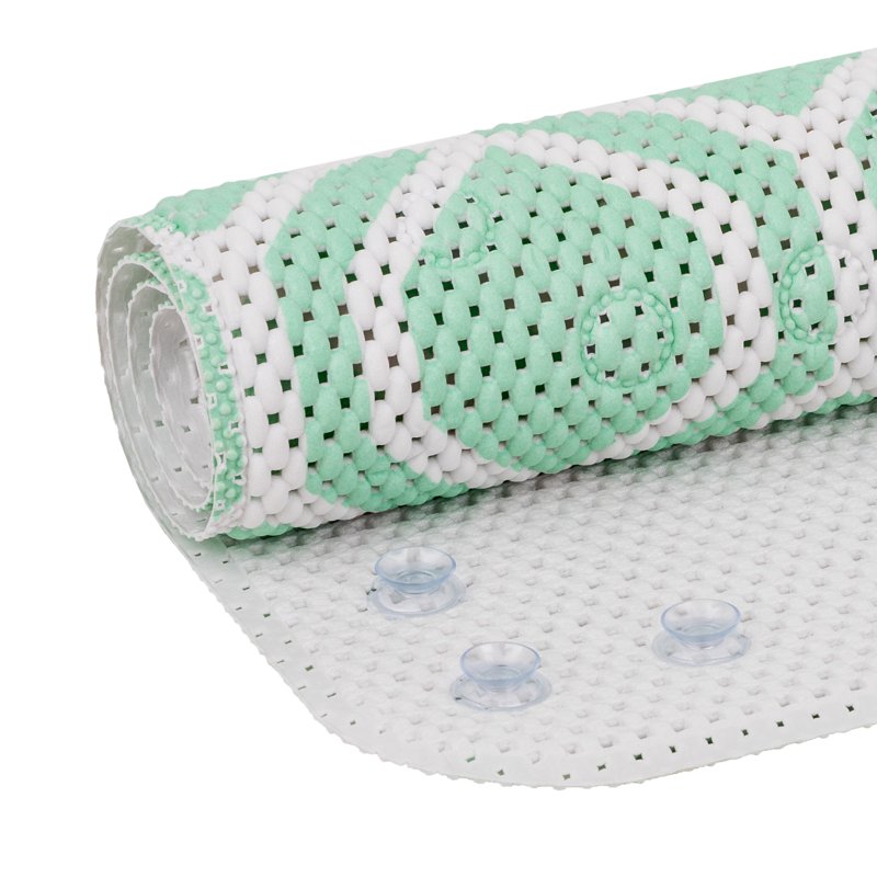 Mainstays Mint Green Fretwork Cushioned Foam Bath Mat - 17x36 Inches - Fret Mint