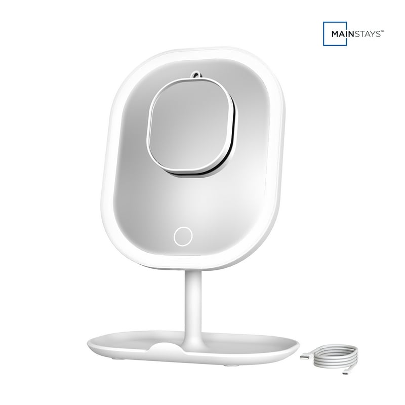 LED Makeup Mirror with Rechargeable Lights & Storage Tray
