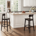 25-Inch Solid Rubberwood Barstools - 2-Piece Set, Black