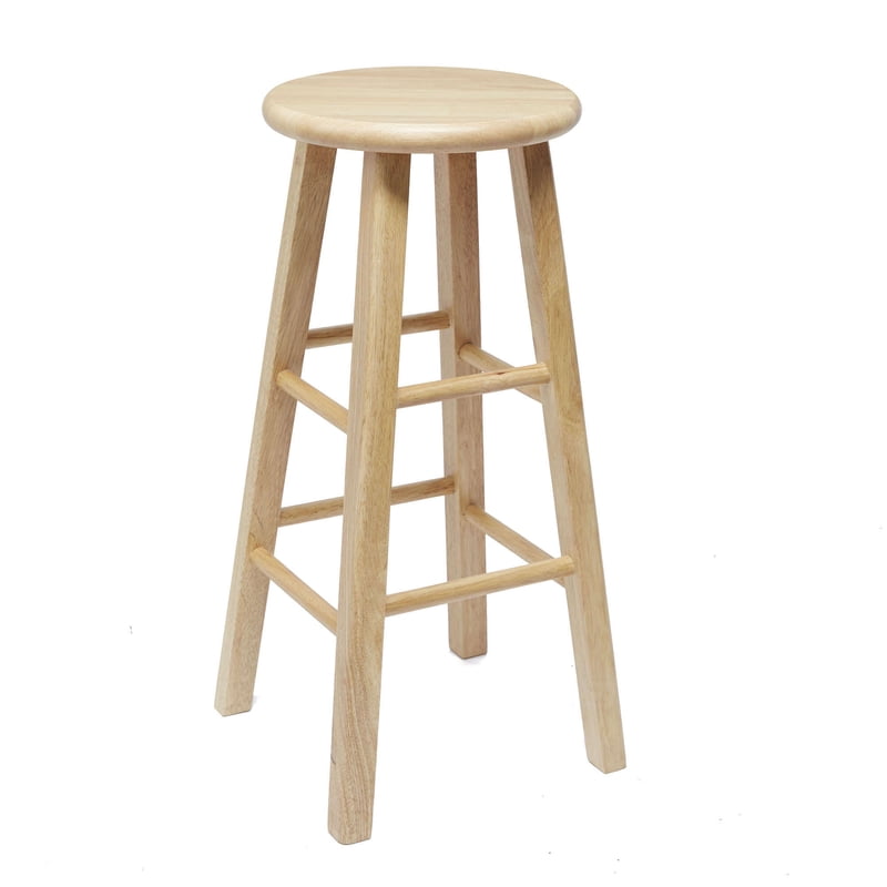 29" Natural Wood Backless Barstool - Fully Assembled