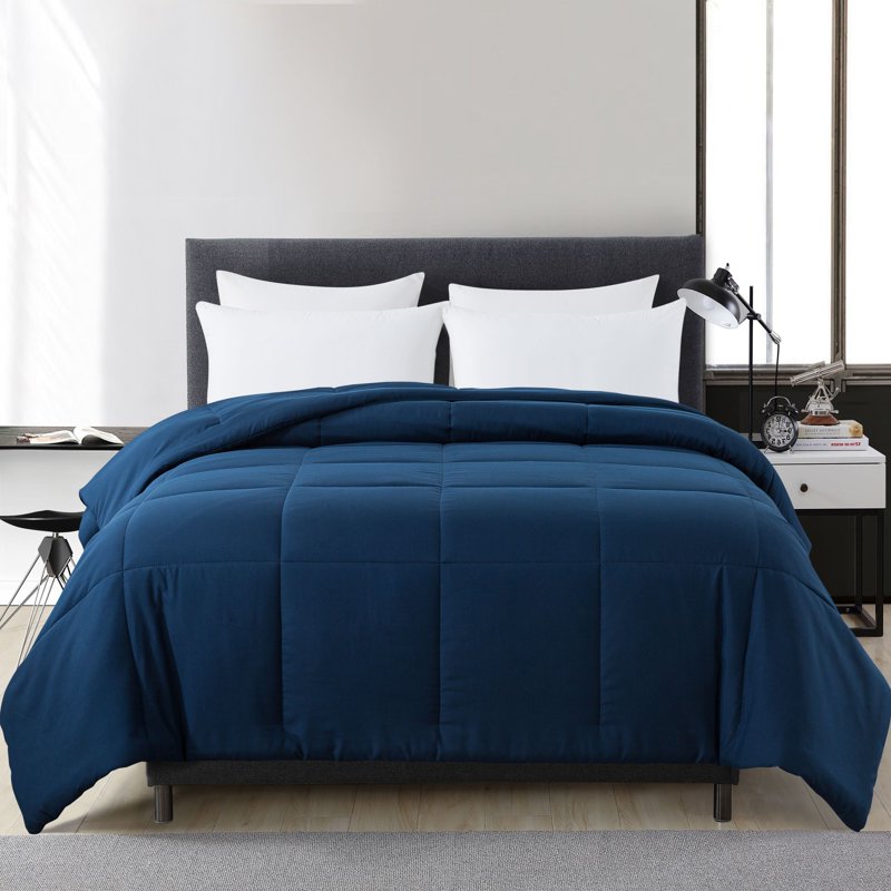 Twin XL Navy Solid Hypoallergenic Down Alternative Comforter