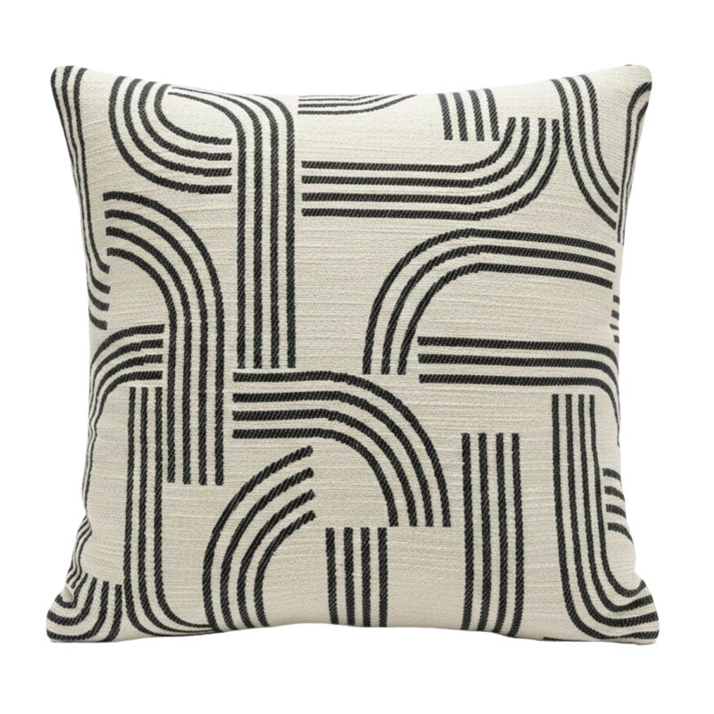 Neutral Geometric Throw Pillow 18x18 Inches - Decorative Couch Pillow