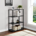 No Tools 4-Shelf Bookcase - Easy Assembly, True Black Oak Finish