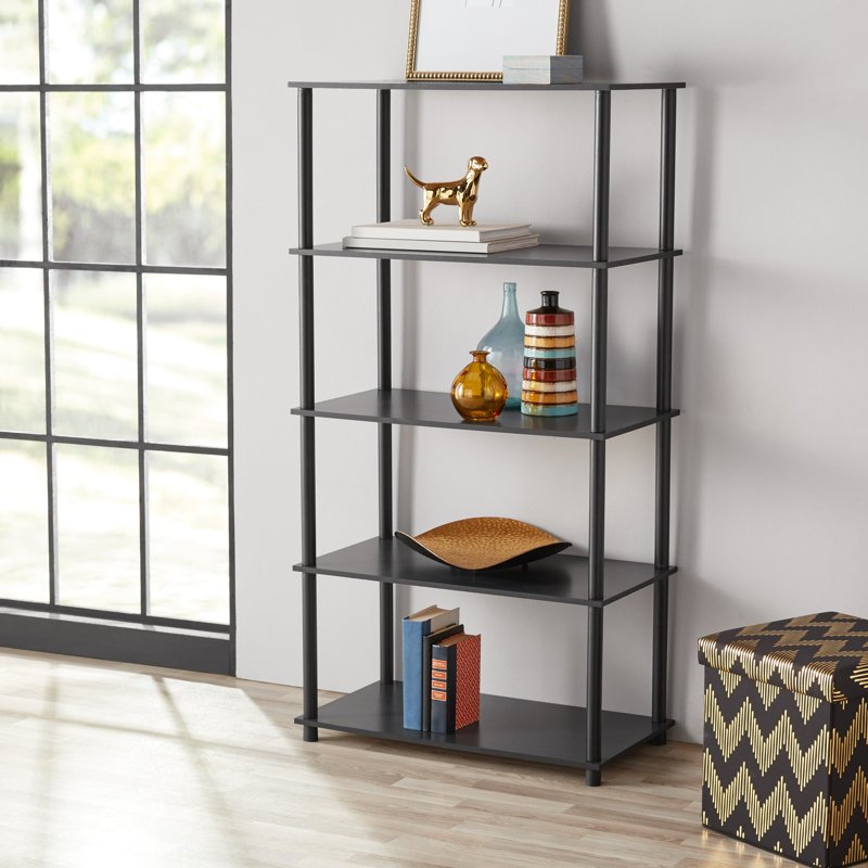 No Tools 5-Shelf Bookcase - Open Storage, Modern Design