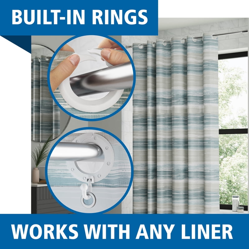 Blue Ombre Shower Curtain - Hookless Fabric, 70 x 74 Inches - Single