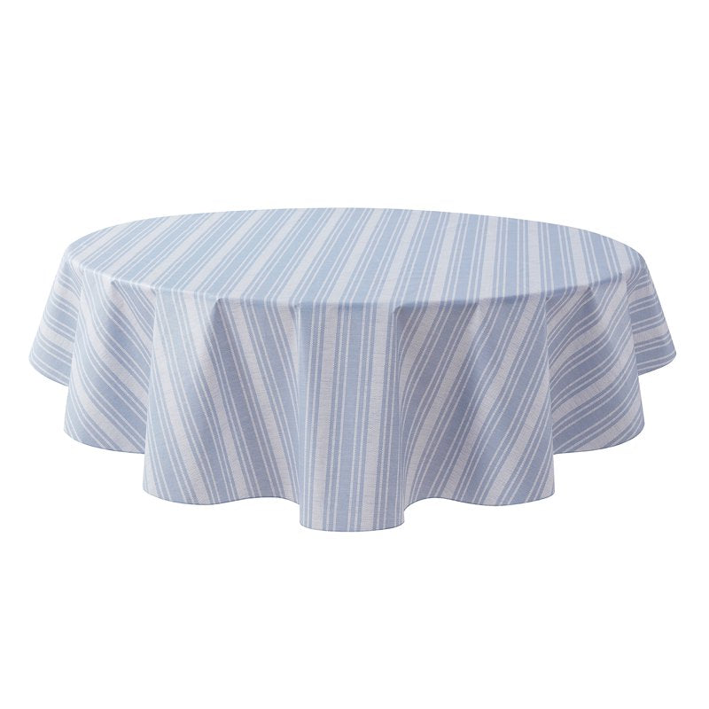 PEVA Indoor & Outdoor Tablecloth 70" Round - Saville Blue Stripe