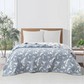 Mainstays Iris Leaf Stitched Quilt - Full/Queen Light Blue Reversible Bedding Set