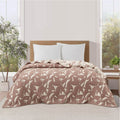 King Reversible Quilt - Rust Iris Leaf Pattern Lightweight Bedding