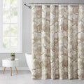 Taupe Palm Printed Ribbed Shower Curtain - 72x72 Inches, Polyester, Waterproof, Variation of Curtain