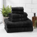 Performance 6-Piece Cotton Towel Set - Black, Quick Dry & Absorbent