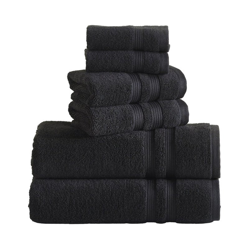 Mainstays Performance 6-Piece Bath Towel Set - Rich Black, Quick Dry & Fade Resistant