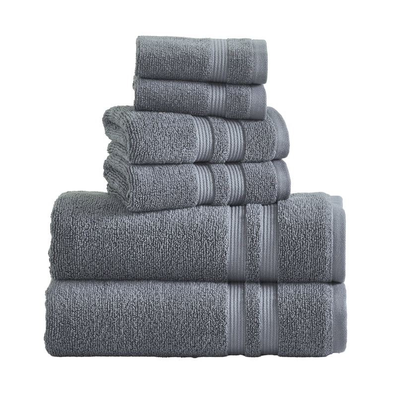 Mainstays Performance 6-Piece Bath Towel Set - Quick Dry, Grey