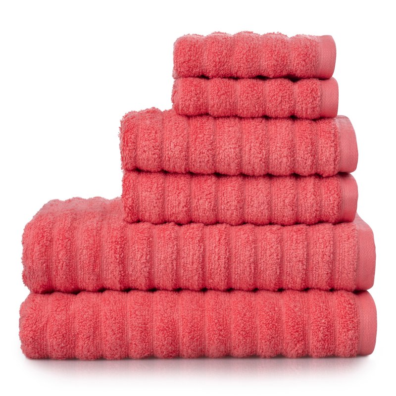 Mainstays Island Coral Performance Textured Bath Towel Set - 6 Pieces