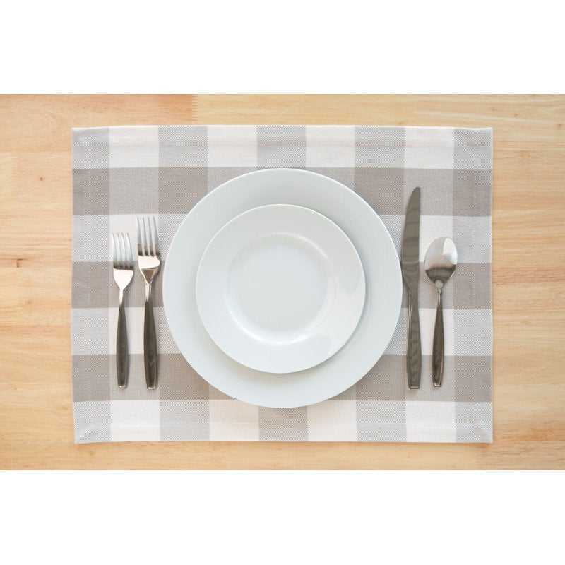 Beige Plaid Placemat - 14” x 19” for Stylish Dining