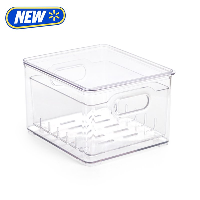 Small Clear Plastic Pull-Out Colander Bin with Drainage Tray