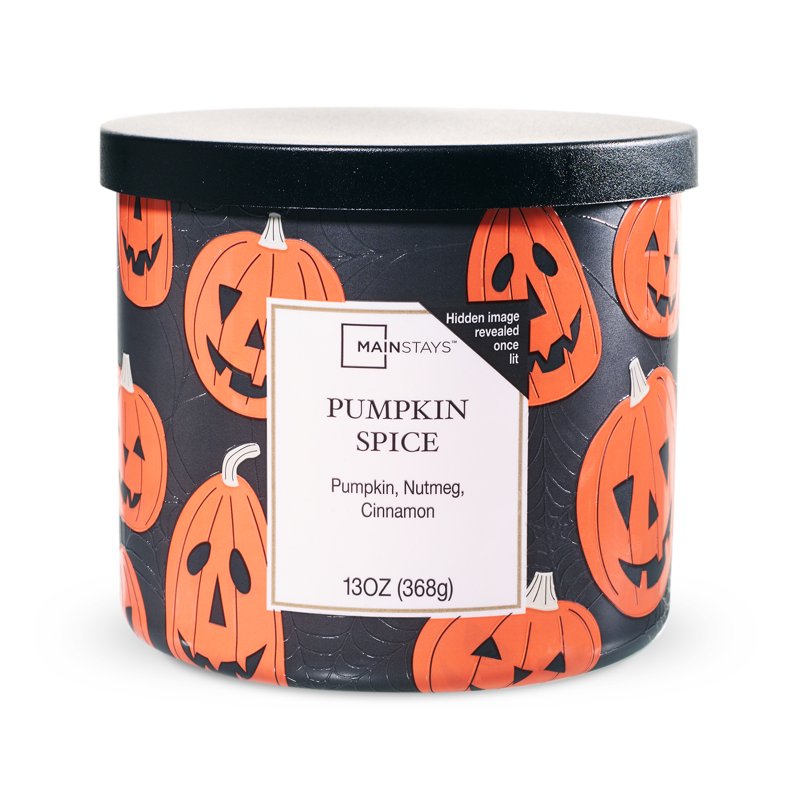 Pumpkin Spice Scented Candle with 3 Wicks, Fall Decor & Festive Wrap, 13 oz