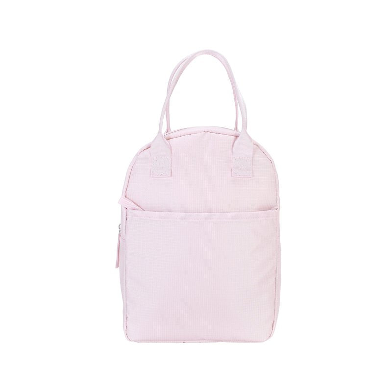 Reusable Polyester Lunch Bag with Zippered Pocket - Pink Blush