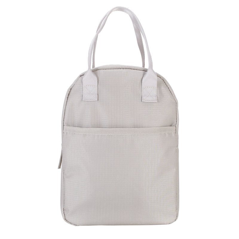Reusable Polyester Lunch Bag - Washed Stone, Zippered Compartment