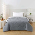 Twin XL Reversible Microfiber Comforter - All-Season Gray Bedding