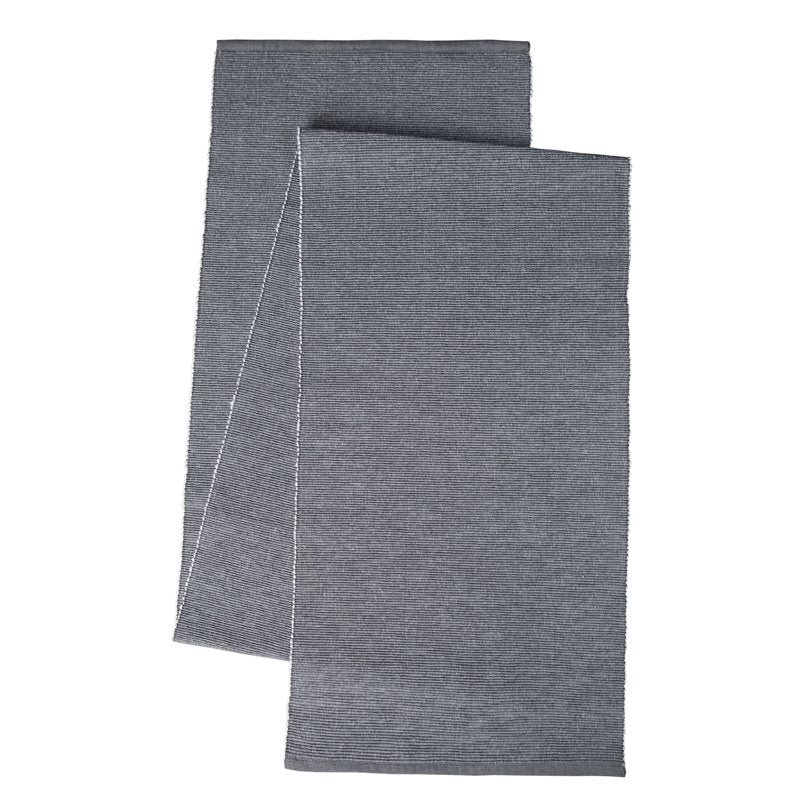 Ribbed Chambray Table Runner - 13x72 in Cotton Blend - Gray