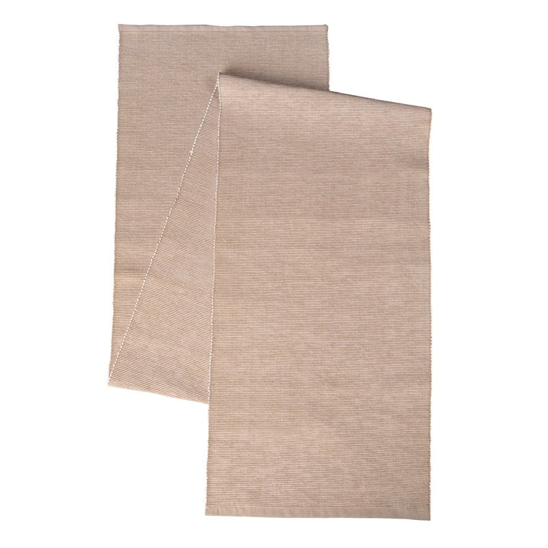 Ribbed Chambray Table Runner - Tan, 13x72 in Cotton Blend