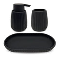 Mainstays Rubberized Plastic Ribbed 4-Piece Bathroom Accessories Set - Black