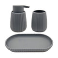 Mainstays Rubberized Plastic Ribbed Bathroom Set - Gray, 4-Piece