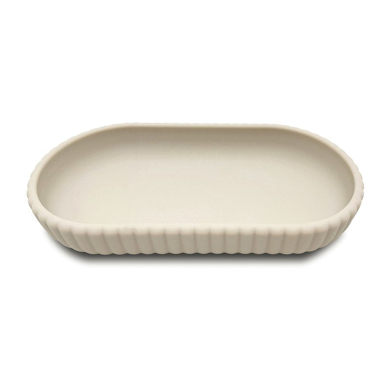 Mainstays Rubberized Plastic Ribbed Bathroom Accessory Tray - Single, Beige