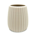 Rubberized Plastic Toothbrush Holder - Modern Ribbed Design, Beige