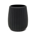 Toothbrush Holder - Black Ribbed Rubberized Plastic, Compact Bathroom Accessory